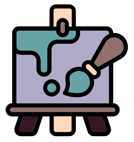 button that looks like a easel for painting